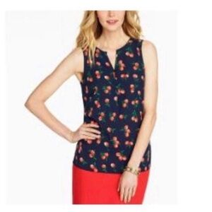 Talbots Raspberry Print Sleeveless Blouse‎ Size Small